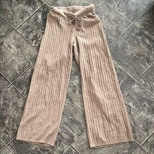 KAFFE Ribbed Knit Wide-Leg Lounge Pants Cozy Soft Classic Cottagecore Coastal